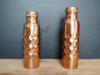 Half Indented Pure Copper Water Bottle