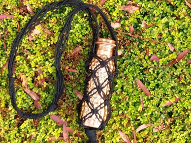 Jet Black Macrame Bottle Bag
