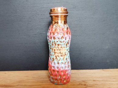 Beehive Candy Cane 600ml Pure Copper Water Bottle