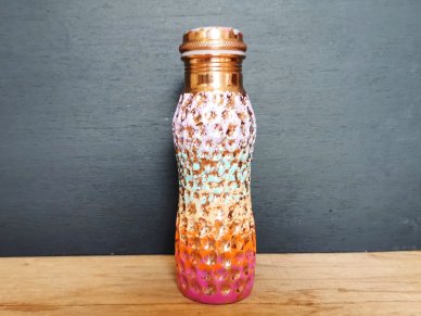 Beehive Pastel Rainbow 600ml Pure Copper Water Bottle